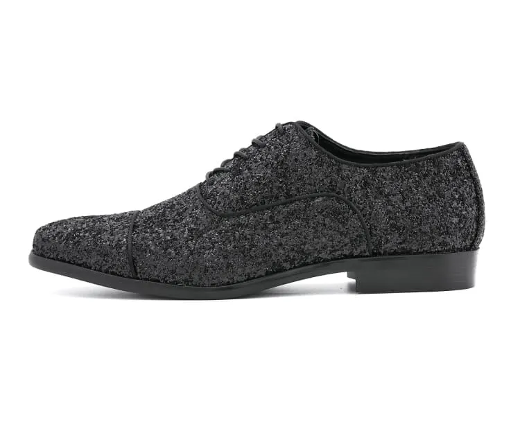 Amali Glamorous Glitter Oxfords Men’s Black Glitter