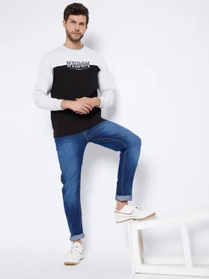 Black Colourblocked Round Neck Sweatshirt