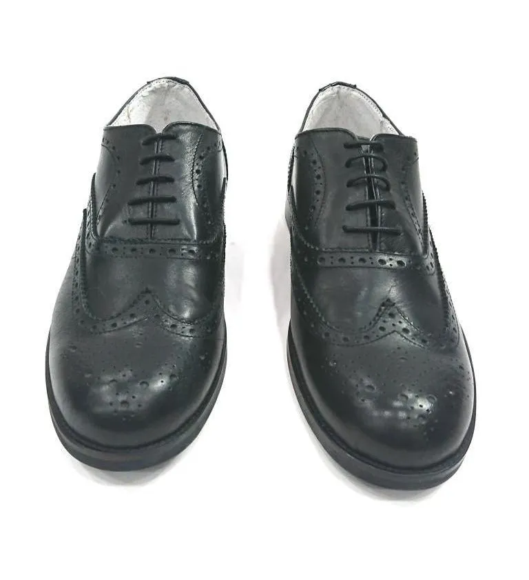 BLACK SPLIT LEATHER BROGUES SHOES