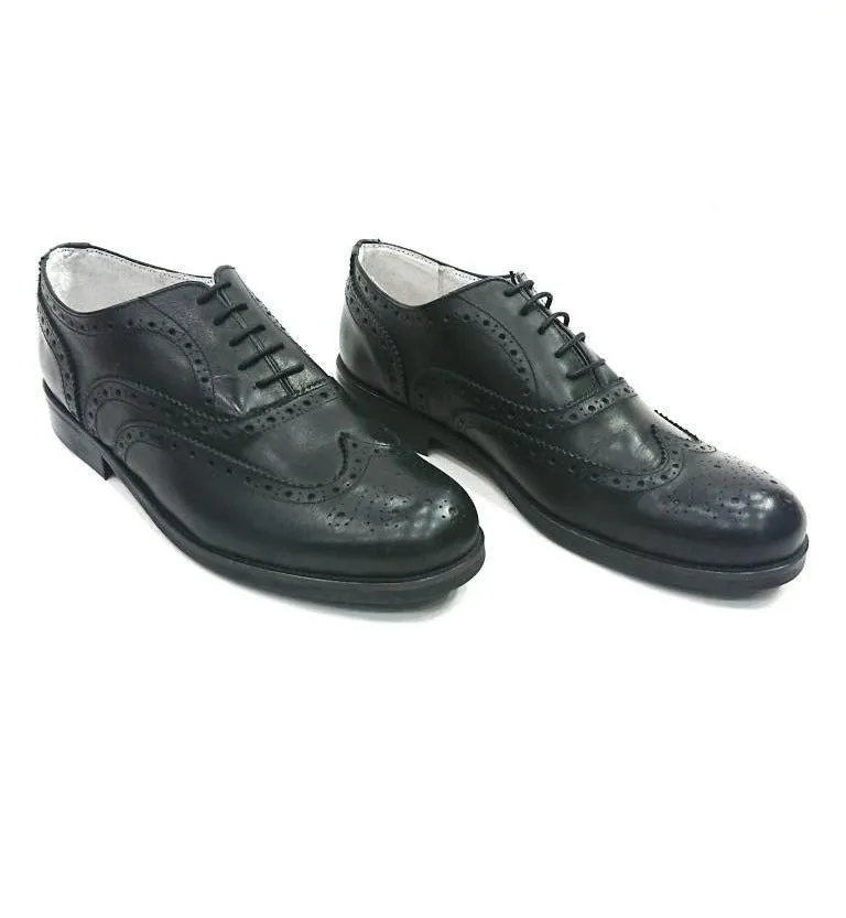 BLACK SPLIT LEATHER BROGUES SHOES