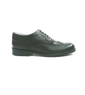 BLACK SPLIT LEATHER BROGUES SHOES
