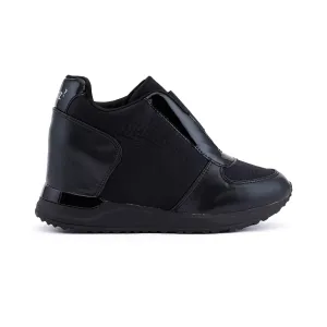Bologna Black Wedge Heel Sneakers
