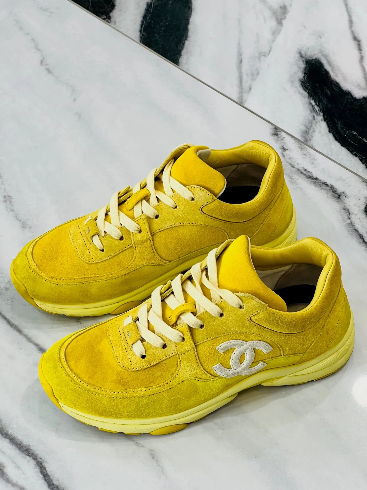 CHANEL CC SUEDE CALFSKIN SNEAKERS