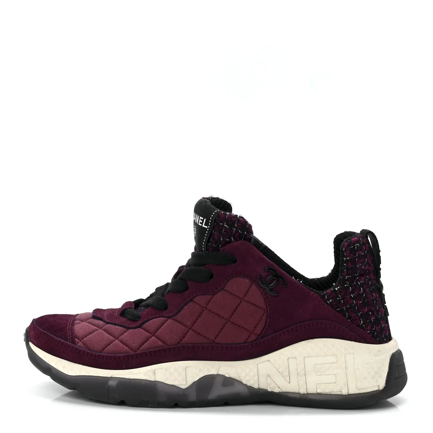 CHANEL SUEDE CALFSKIN TWEED CC SNEAKERS