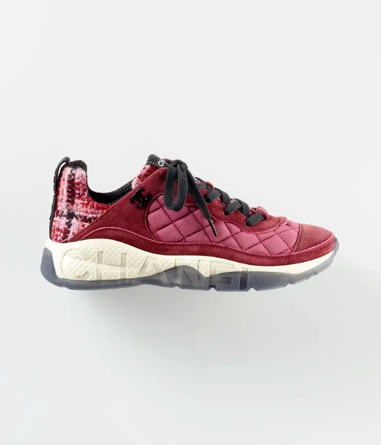 CHANEL SUEDE CALFSKIN TWEED CC SNEAKERS