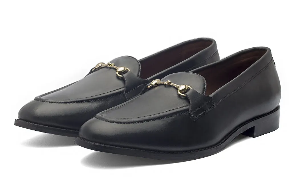Charma Buckle Loafers – Black