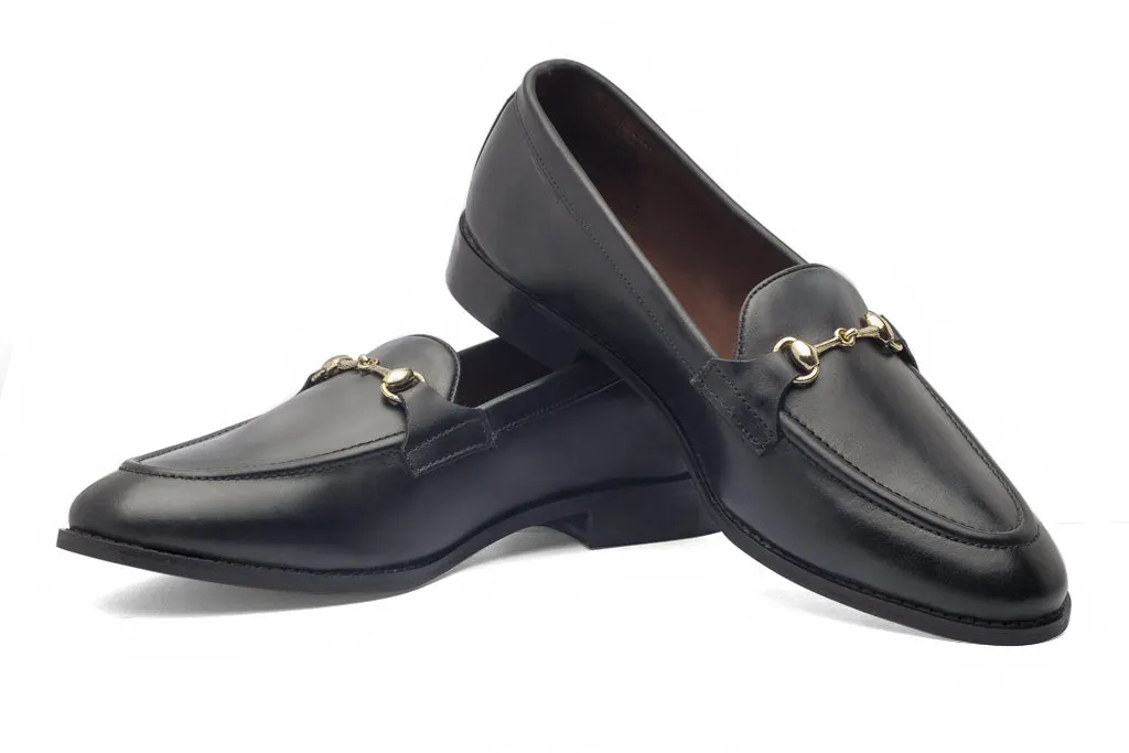 Charma Buckle Loafers – Black
