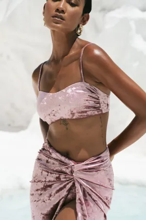 Coral Mirage ~ Spaghetti Strap Bandeau Bikini Top - Velvet Pink