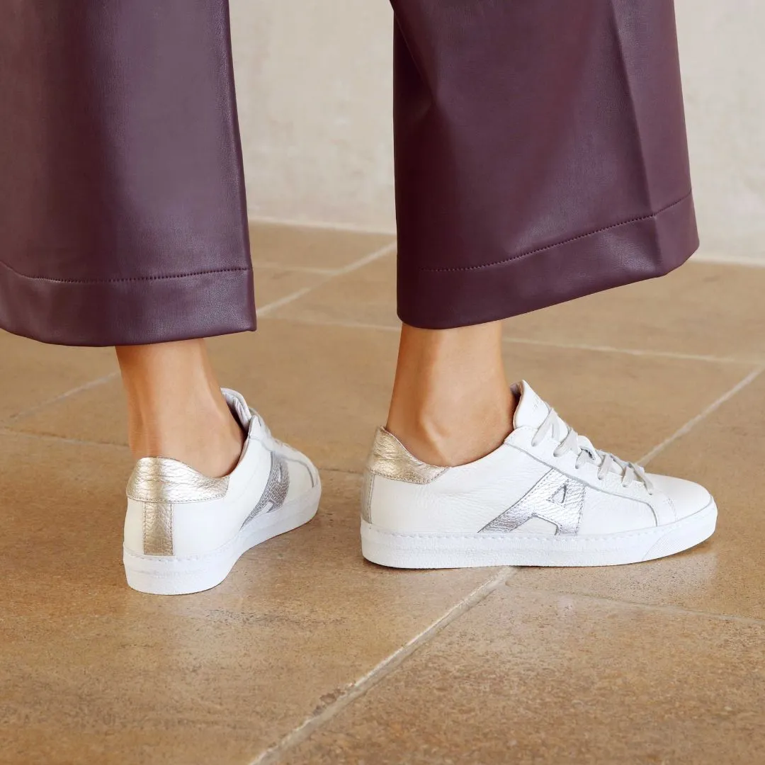 Cru Signature: Off White, Silver & Gold Trainers