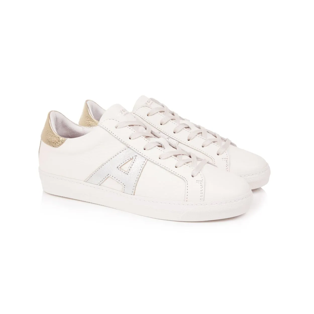 Cru Signature: Off White, Silver & Gold Trainers