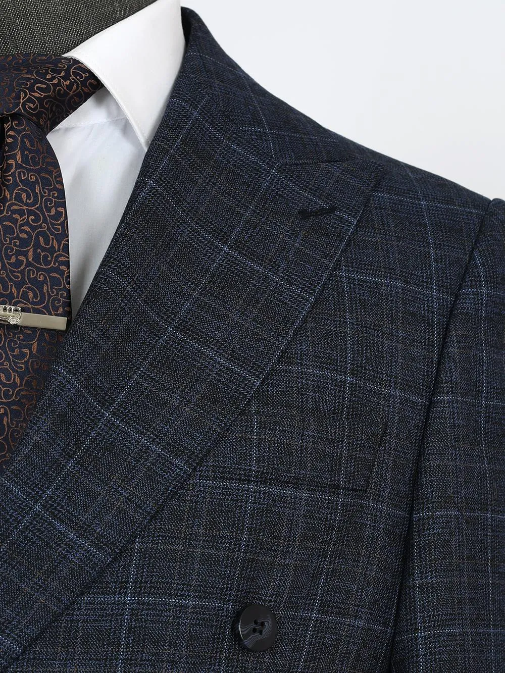 Double Breasted Strip Gray Custom Bespoke Men Suit Tailored