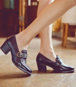 Dyba Vintage Style Loafers in Black