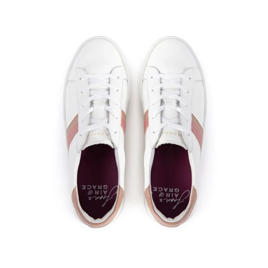 Fran: White, Pink & Tan Leather Trainers