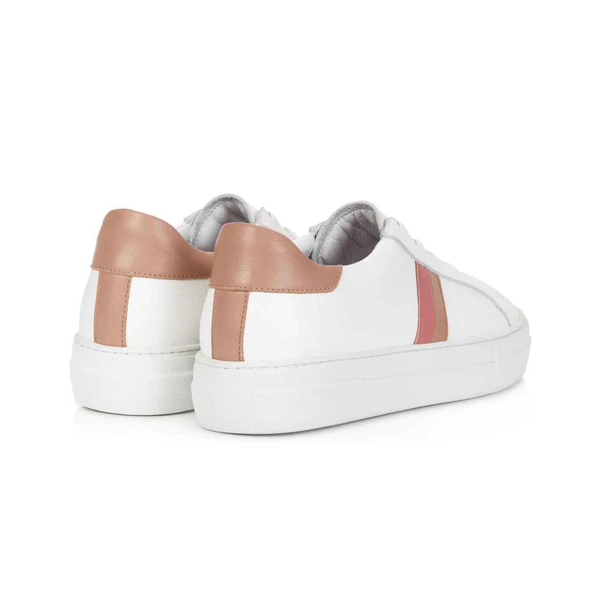 Fran: White, Pink & Tan Leather Trainers