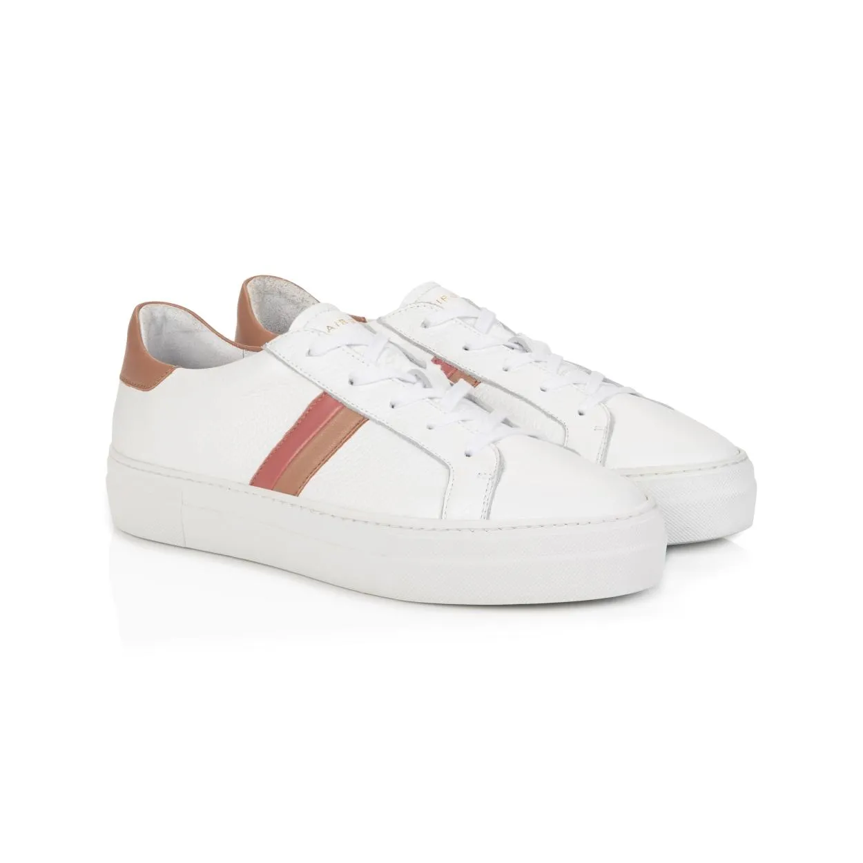 Fran: White, Pink & Tan Leather Trainers