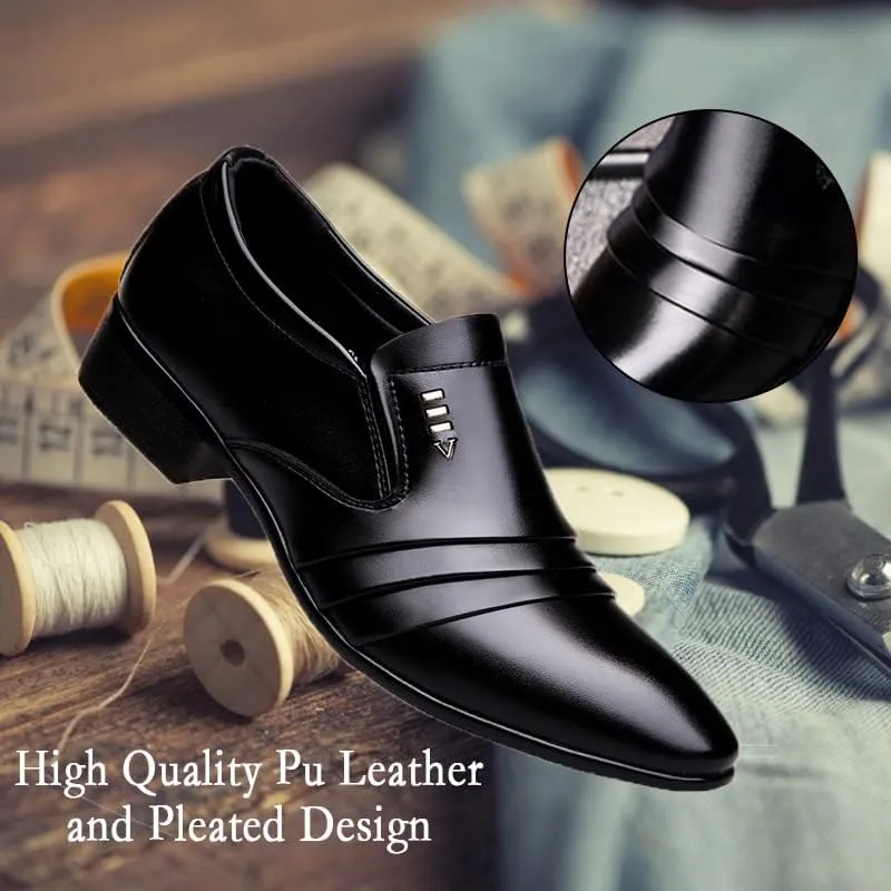 Mens Dress Shoes Oxfords Uniform Business Slip On Formal Soft Classic Wedding Casual Modern Work Shoes Black US6-15