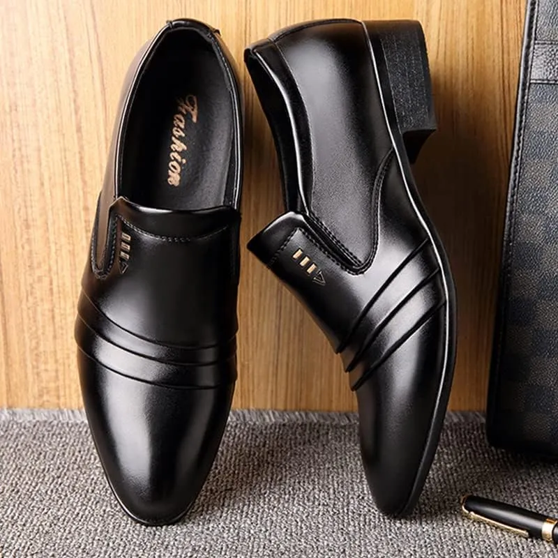 Mens Dress Shoes Oxfords Uniform Business Slip On Formal Soft Classic Wedding Casual Modern Work Shoes Black US6-15