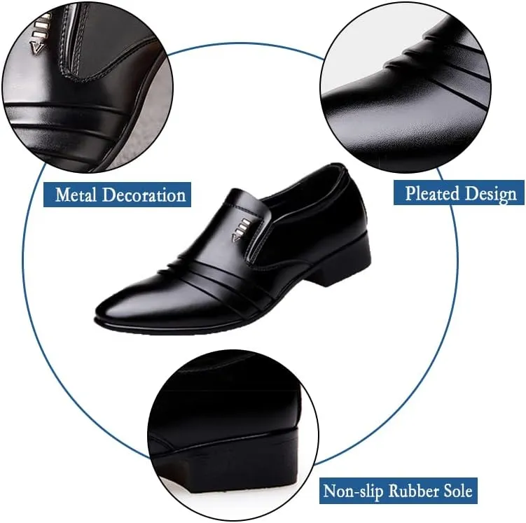 Mens Dress Shoes Oxfords Uniform Business Slip On Formal Soft Classic Wedding Casual Modern Work Shoes Black US6-15