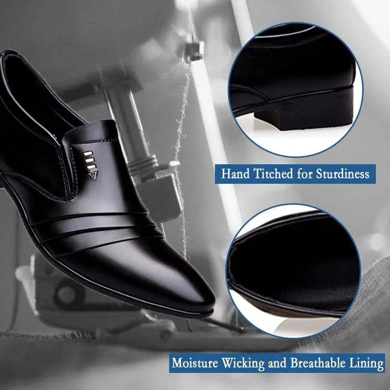 Mens Dress Shoes Oxfords Uniform Business Slip On Formal Soft Classic Wedding Casual Modern Work Shoes Black US6-15