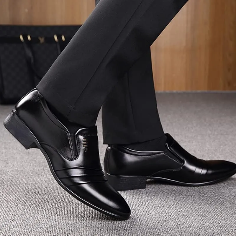 Mens Dress Shoes Oxfords Uniform Business Slip On Formal Soft Classic Wedding Casual Modern Work Shoes Black US6-15