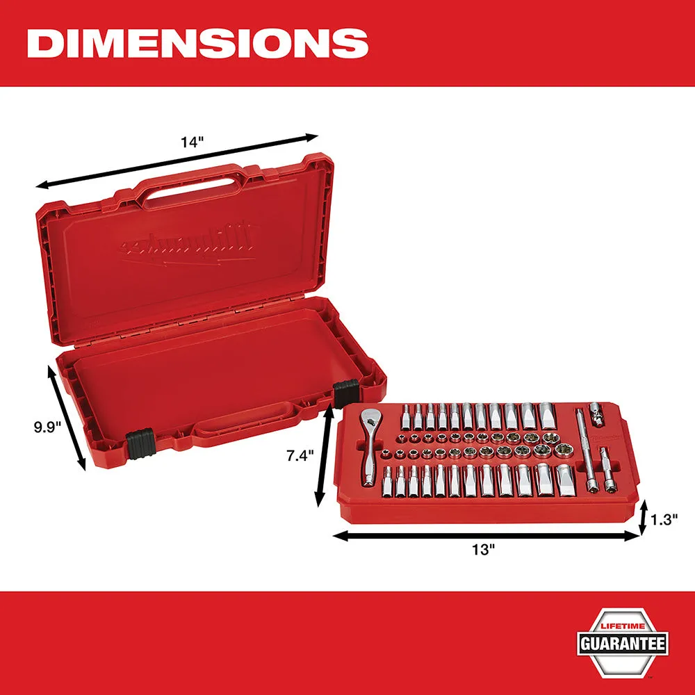 Milwaukee 48-22-9004 1/4" Drive 50 Piece Ratchet & Socket Set - SAE & Metric