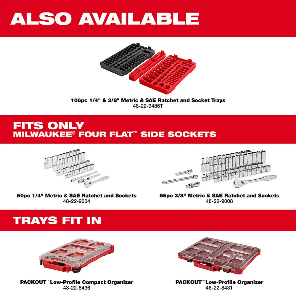 Milwaukee 48-22-9004 1/4" Drive 50 Piece Ratchet & Socket Set - SAE & Metric