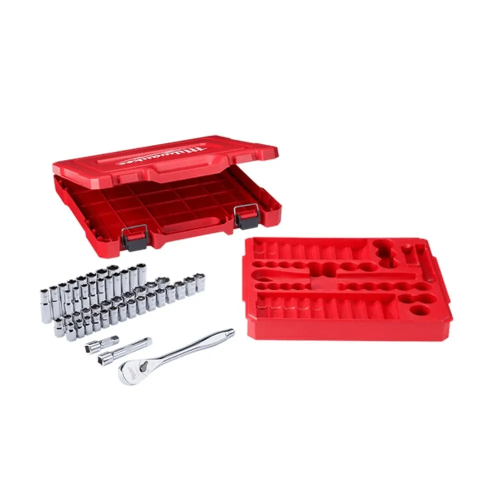 Milwaukee 48229010 47 Piece 1/2" Square Drive Metric & SAE Socket Set