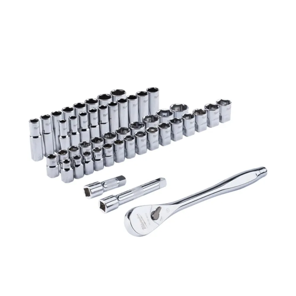 Milwaukee 48229010 47 Piece 1/2" Square Drive Metric & SAE Socket Set