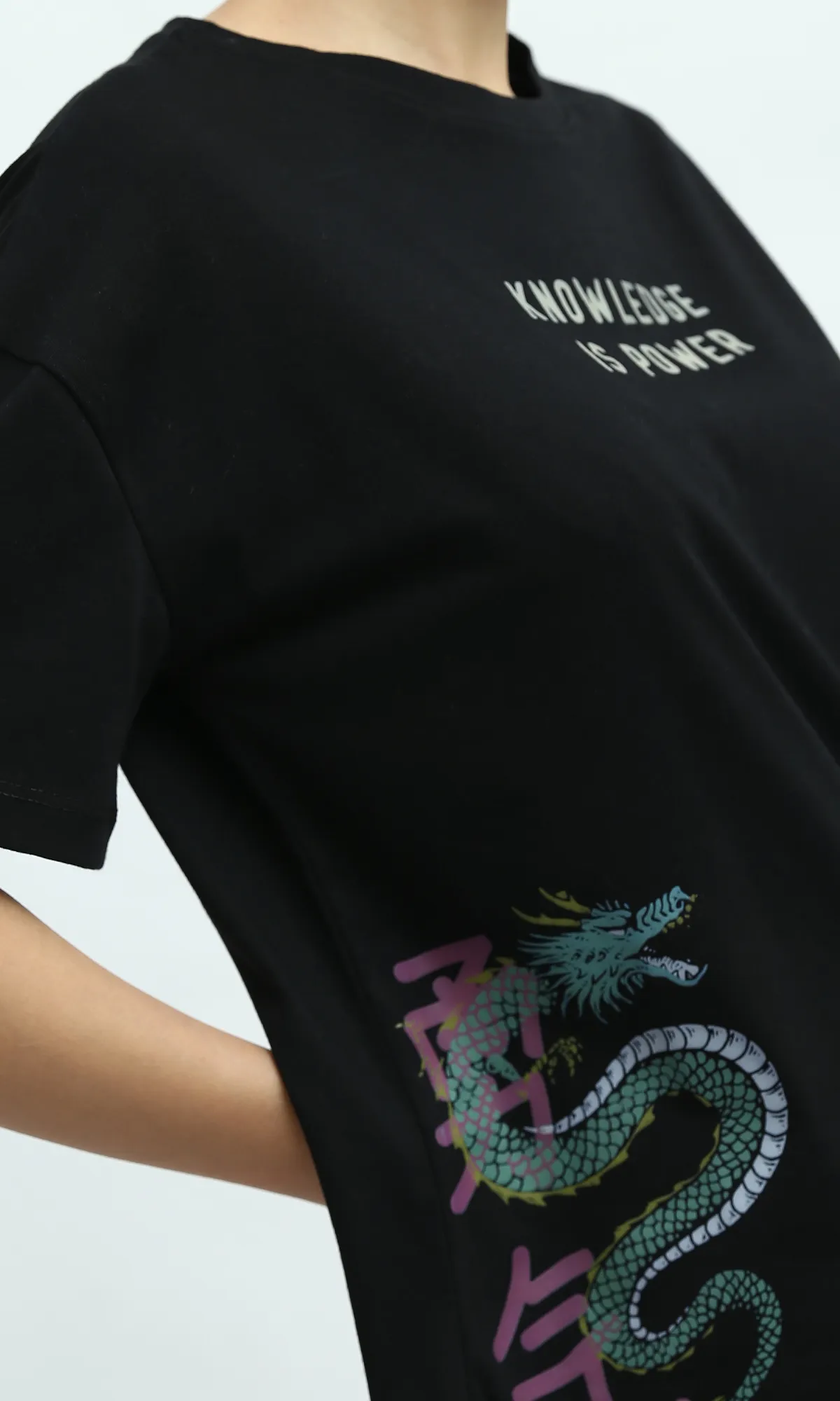 O191665 Printed "Knowledge Is Power" Cotton Short Sleeves Tee