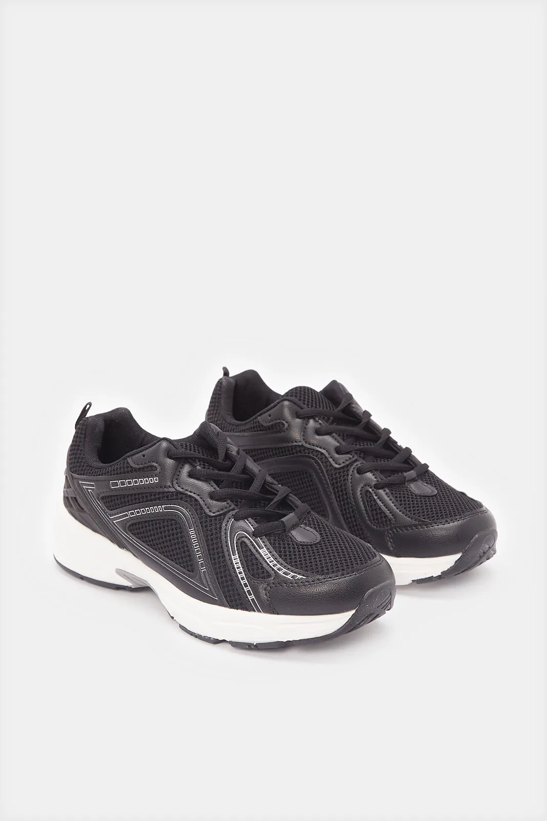 Senior Boys Black Colour Block Sneakers
