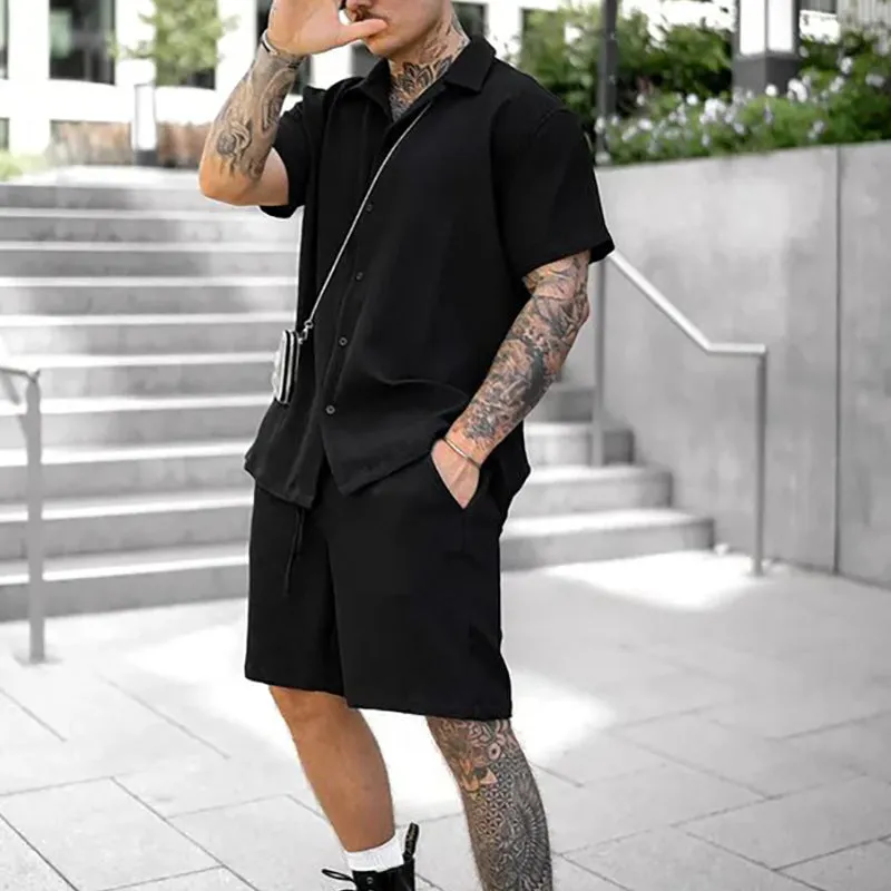 Stylish Ribbed Effortless Comfort Modern Elegance Shirt & Shorts Set