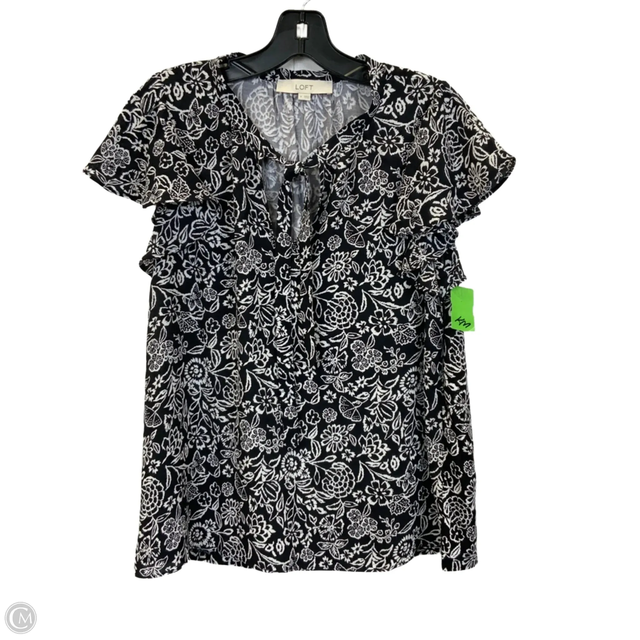 Top Short Sleeve By Loft In Black & White, Size: M