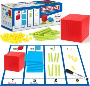 Torlam 131 PCS Base Ten Blocks for Math - Place Value Blocks, Plastic Base 10 Math Manipulatives 1St Grade, Math Counters, Math Cubes, Counting Cubes for Kids Math
