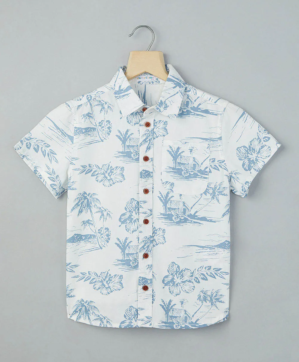 Tropical Print Cotton Shirt