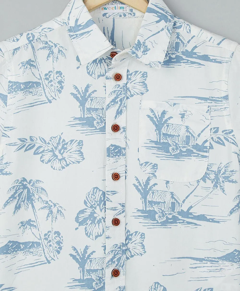 Tropical Print Cotton Shirt