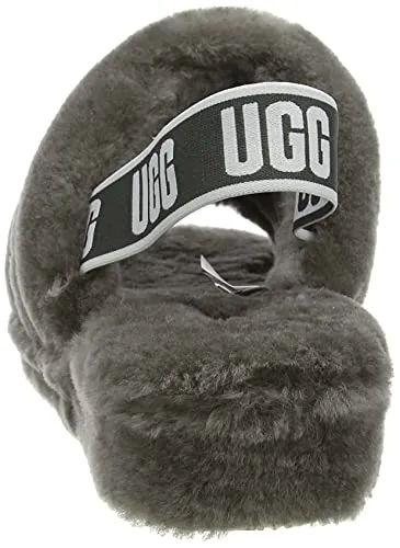 UGG Women's Fluff Yeah Slide Slipper, Charcoal, 8 M US