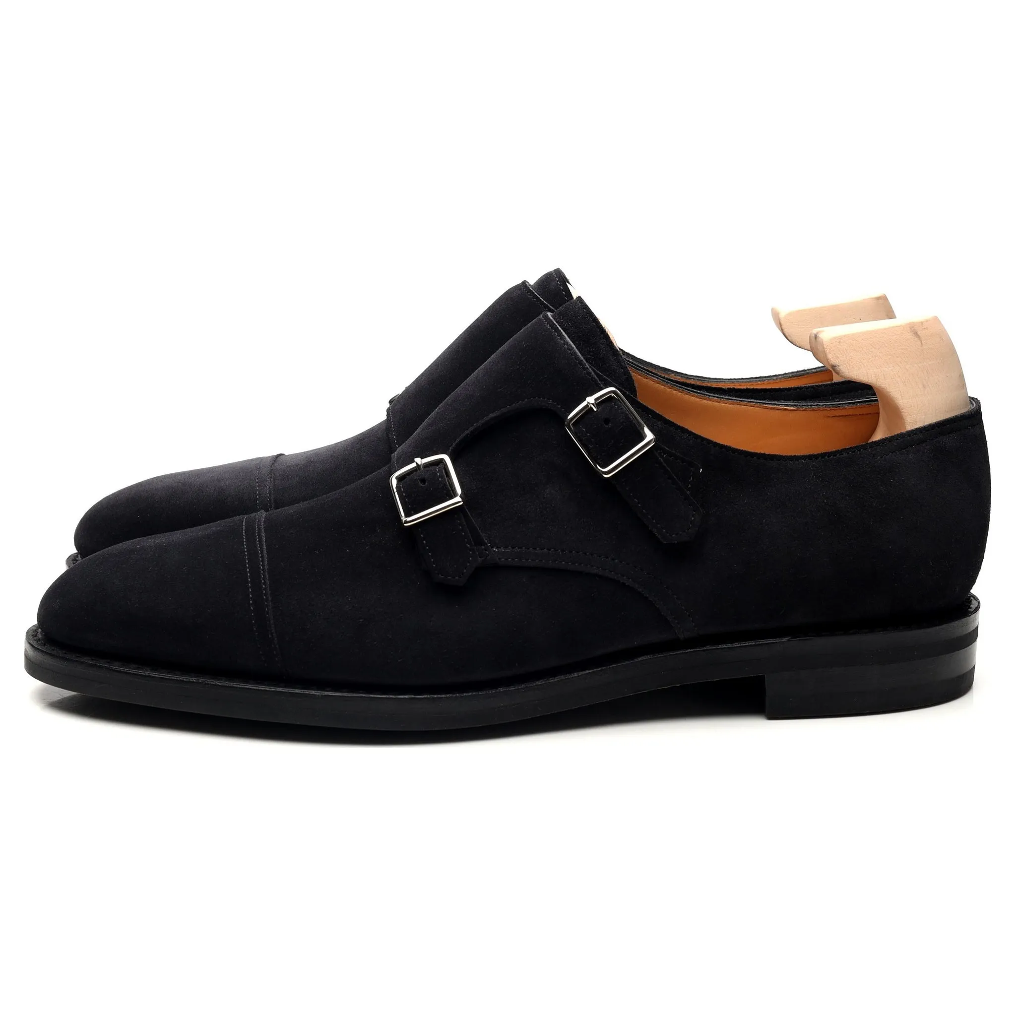 'William' Black Suede Double Monk Strap UK 10 E