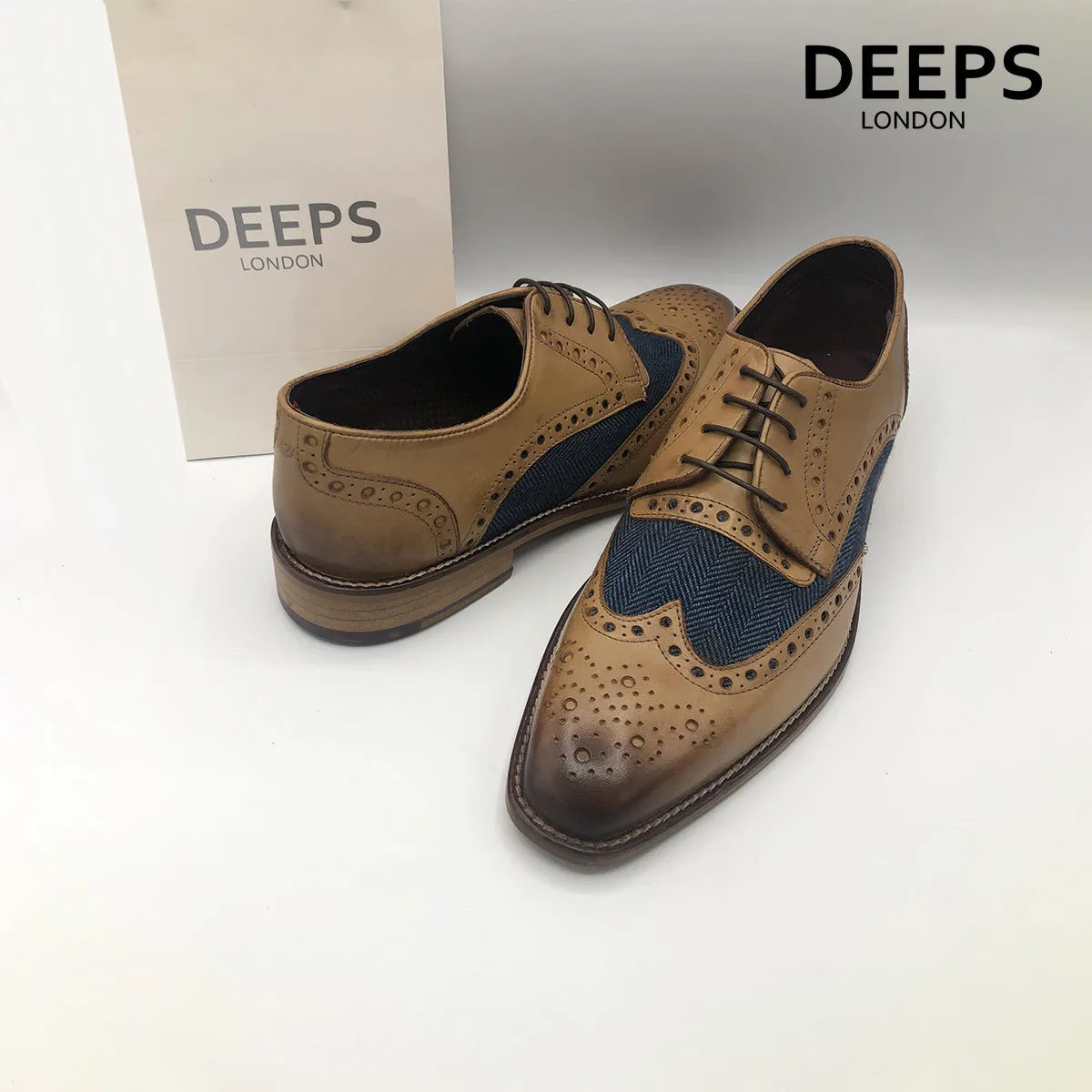 WILLIAM DERBY LONDON BROGUES HANDCRAFTED MEN'S SHOES TAN LEATHER