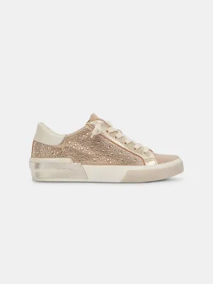 Zina Crystal Sneakers Gold Suede