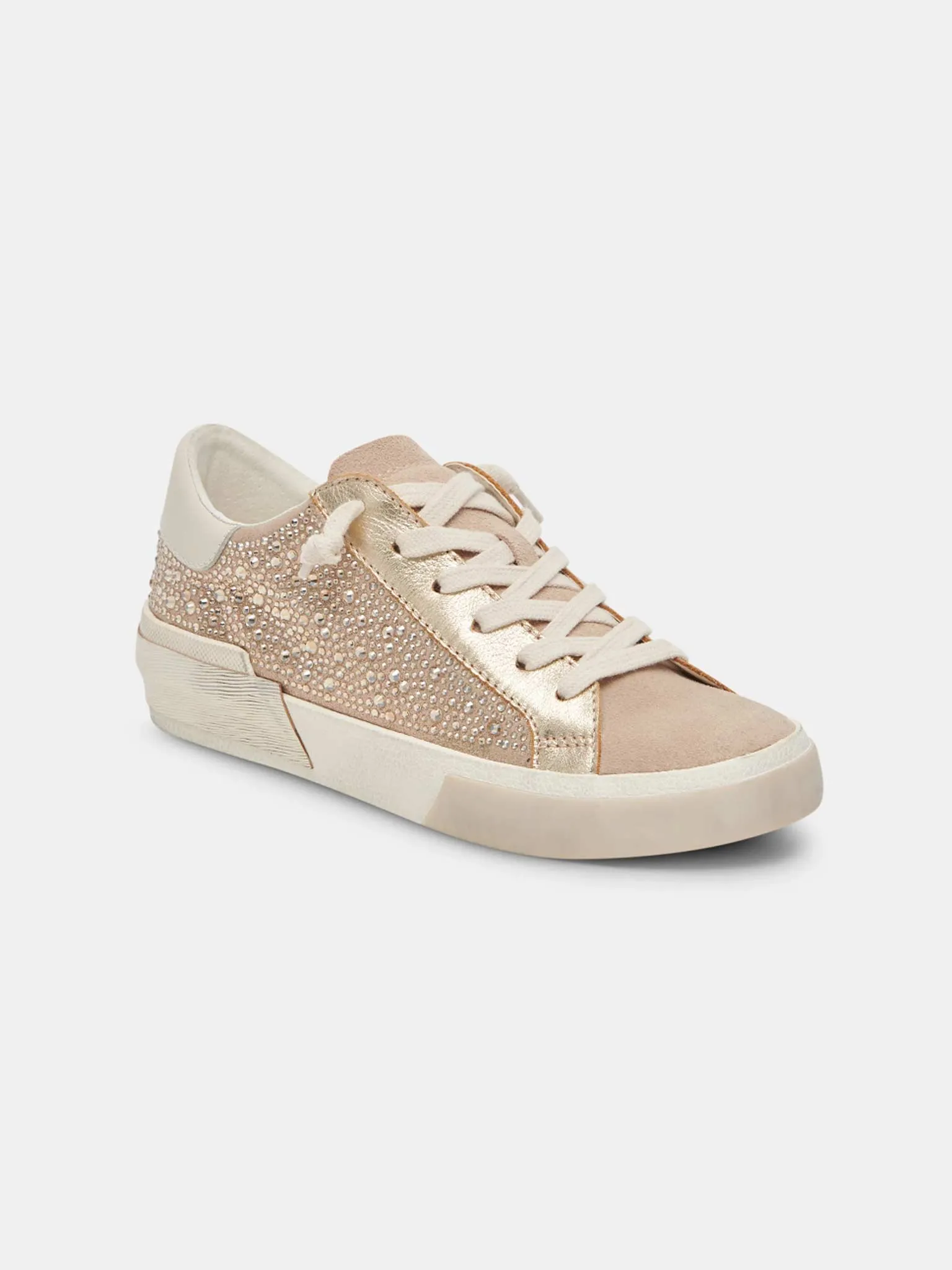 Zina Crystal Sneakers Gold Suede